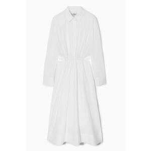 Cos Cutout-Waist Midi White Long Sleeve Shirt Dress Size 4